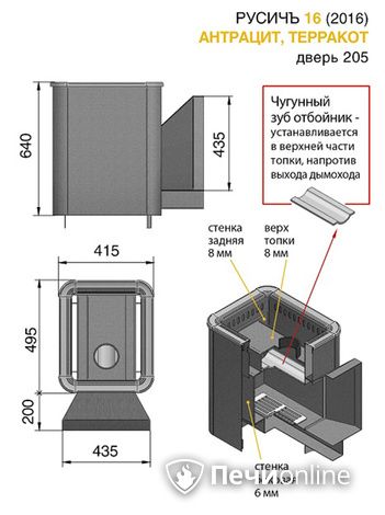 Дровяные печи-каменки Везувий Русичъ Антрацит 16 (205) 2016 в Чернушке