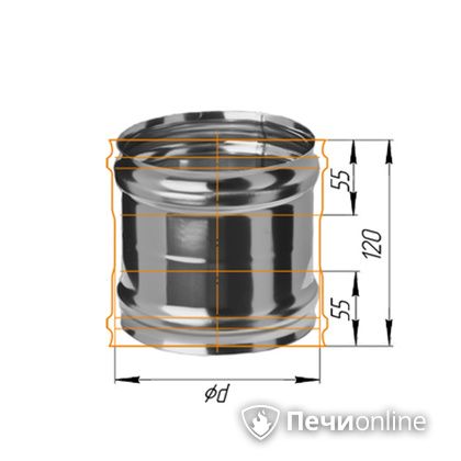 Дымоход Феррум Адаптер ММ для печи нержавеющий 08 d-115 в Чернушке